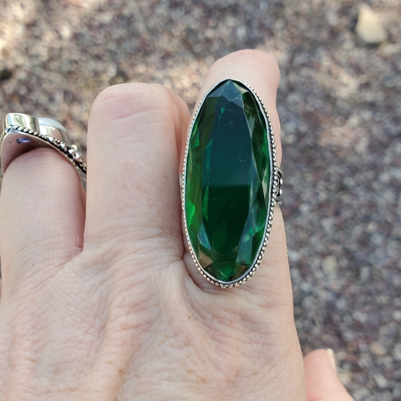 New Oversized Chrome Diopside 925 Silver Statement Ring. - Picture 3 of 12